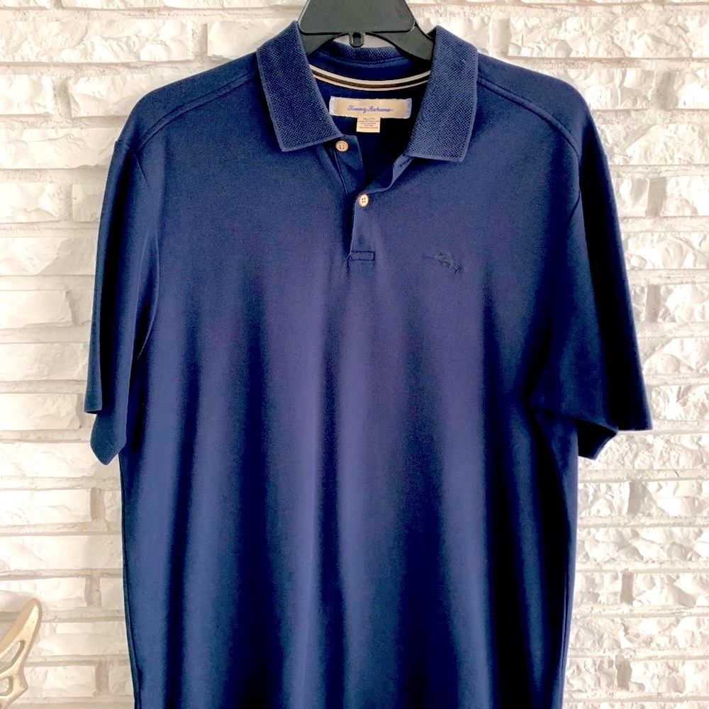 Tommy Bahama Men’s Polo Shirt Navy Blue Logo Sz XL